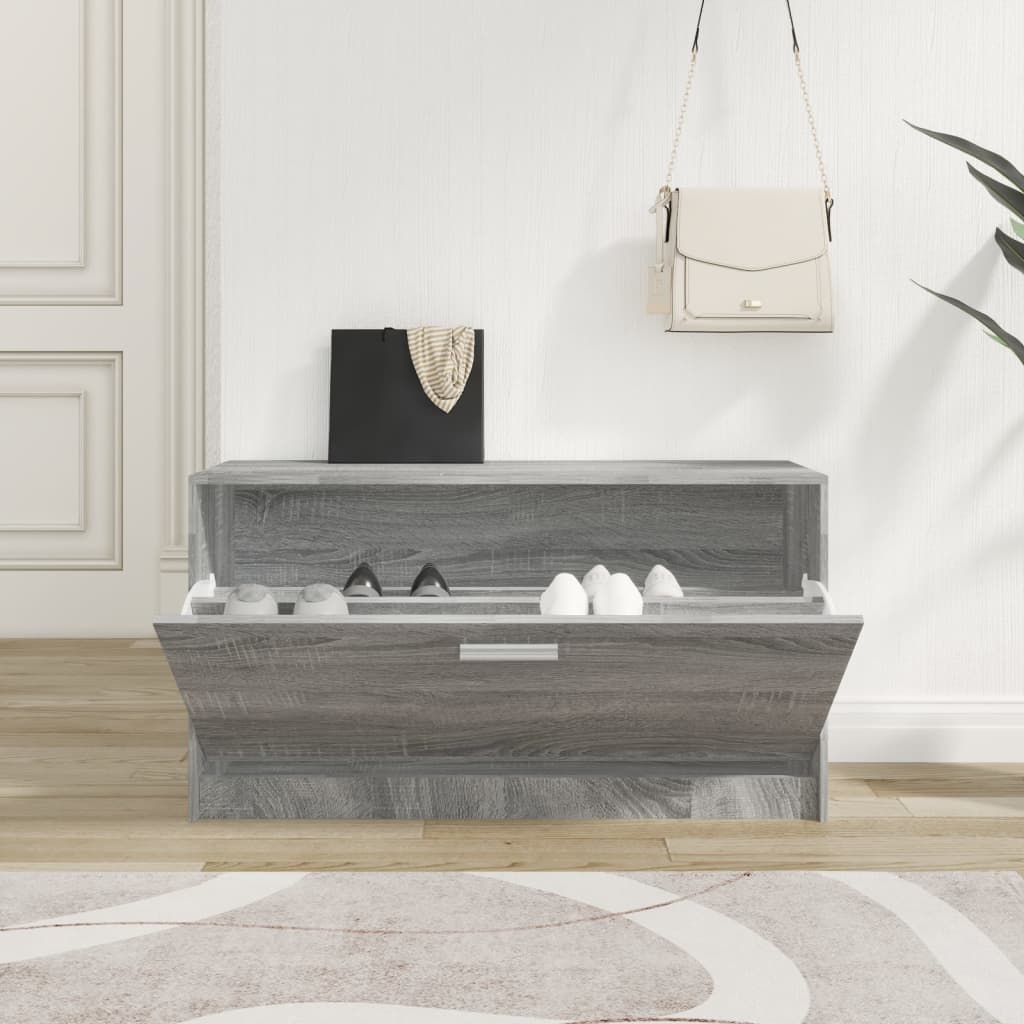 Banc à chaussures Sonoma gris 80x24x45 cm Bois d'ingénierie - XIOS
