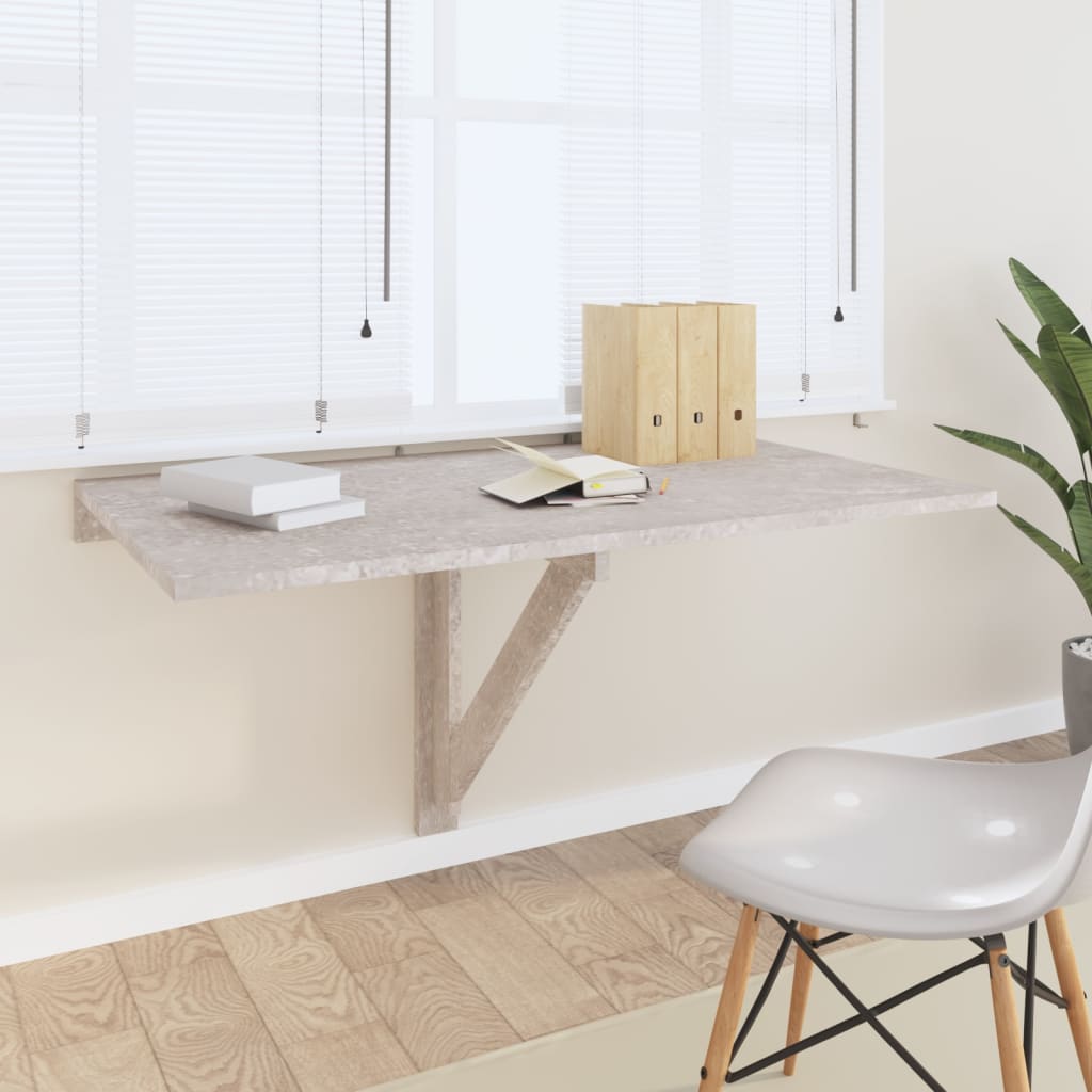 Table murale pliable Gris béton 100x60x56 cm Bois d'ingénierie Tables pliantes vidaXL