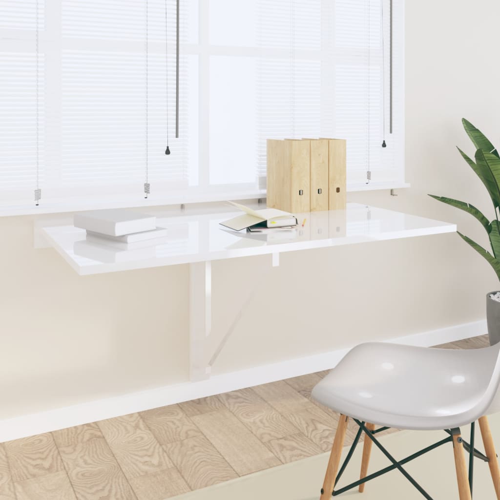 Table murale pliable Blanc brillant 100x60x56cm Bois ingénierie Tables pliantes vidaXL
