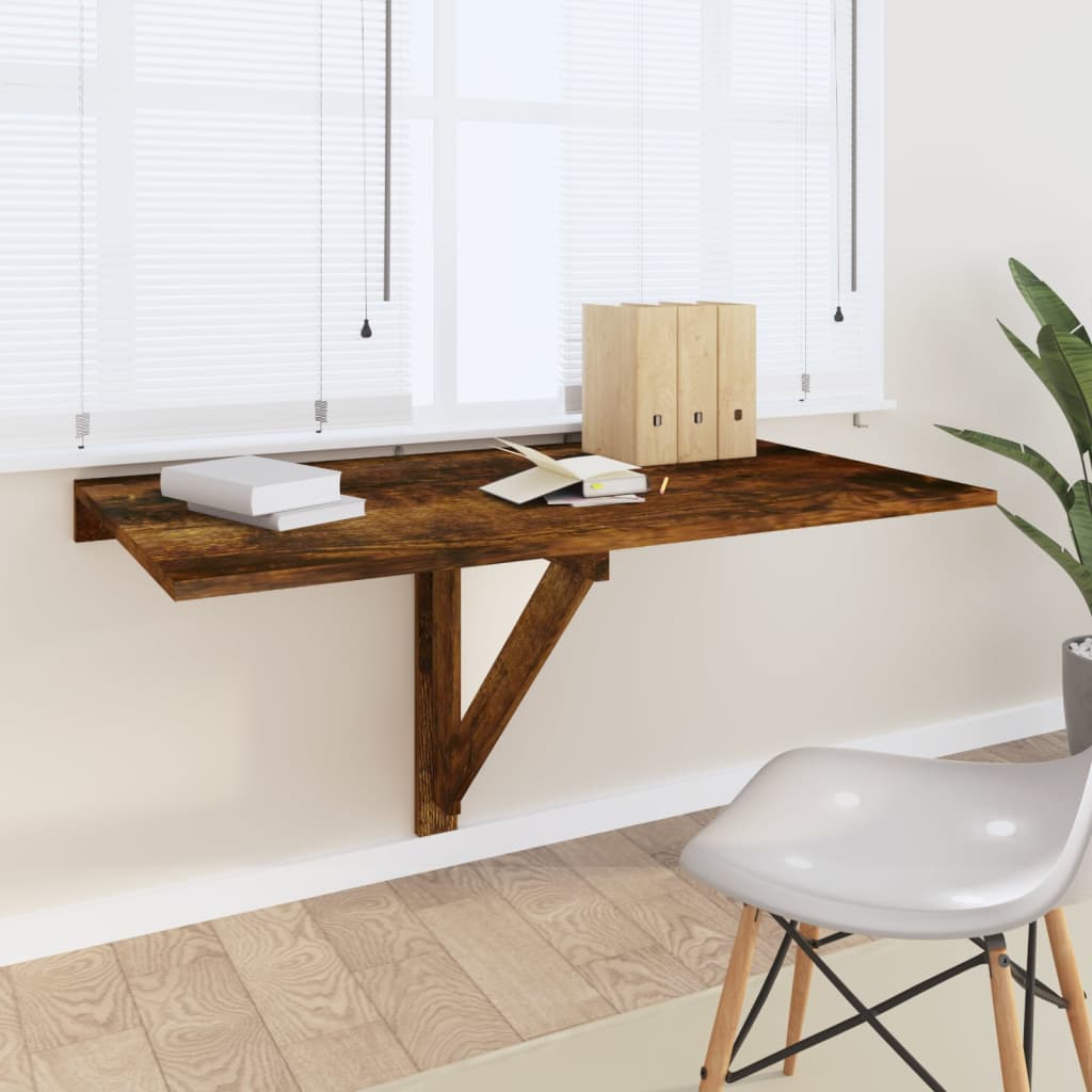 Table murale pliable Chêne fumé 100x60x56 cm Bois d'ingénierie Tables pliantes vidaXL