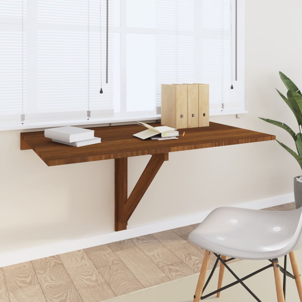 Table murale pliable Chêne marron 100x60x56cm Bois d'ingénierie Tables pliantes vidaXL