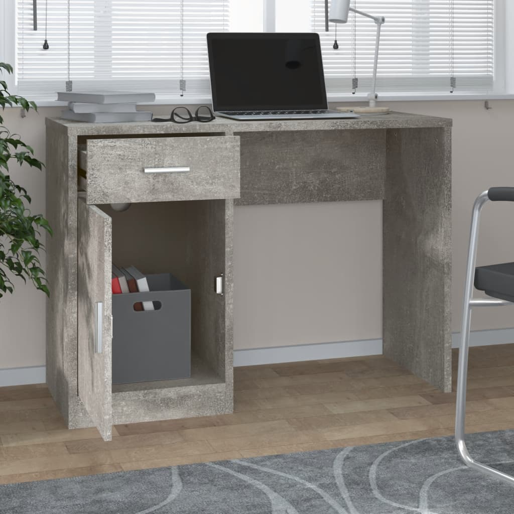 Bureau avec tiroir et armoire Gris béton 100x40x73 cm - XIOS