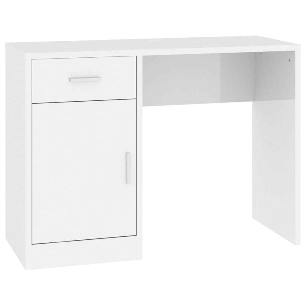 Bureau avec tiroir et armoire Blanc brillant 100x40x73 cm - XIOS