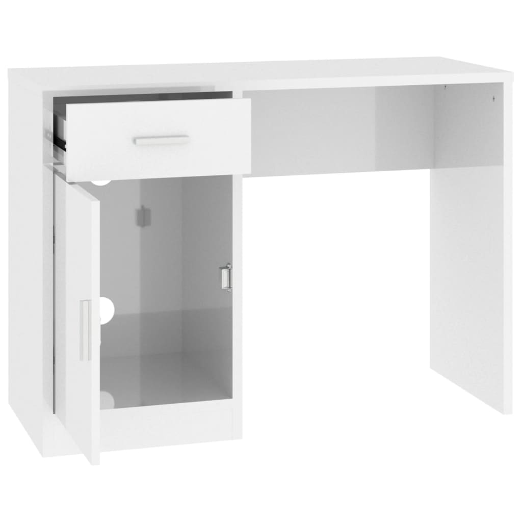 Bureau avec tiroir et armoire Blanc brillant 100x40x73 cm - XIOS