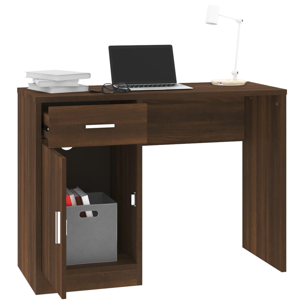 Bureau avec tiroir et armoire Chêne marron 100x40x73 cm - XIOS