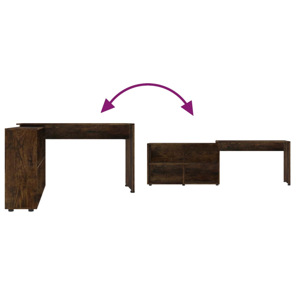 Bureau d'angle Chêne fumé Bois d'ingénierie Bureaux vidaXL   