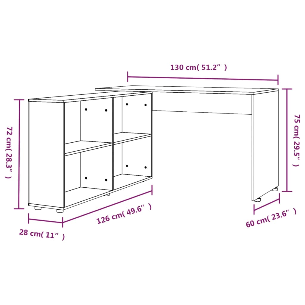 Bureau d'angle Chêne fumé Bois d'ingénierie Bureaux vidaXL   