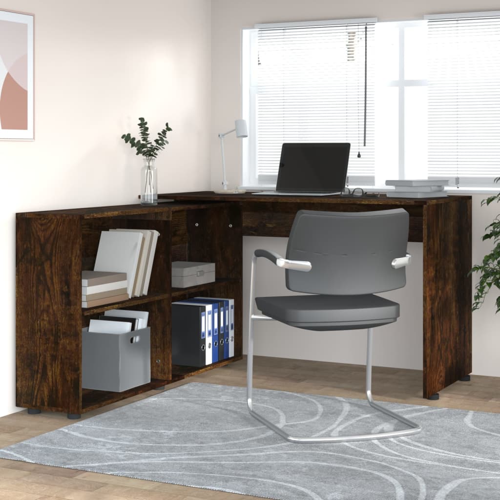 Bureau d'angle Chêne fumé Bois d'ingénierie Bureaux vidaXL   