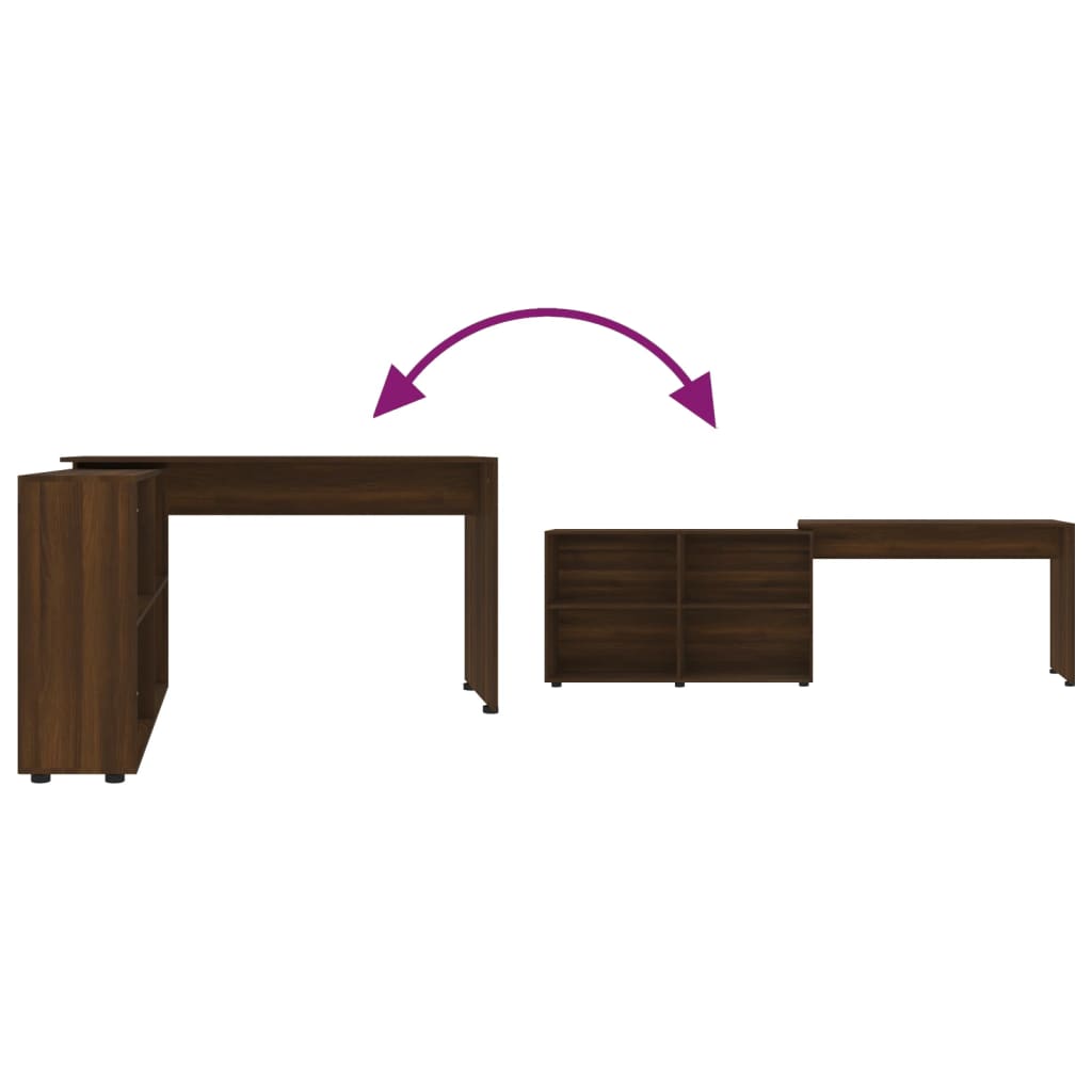 Bureau d'angle Chêne marron Bois d'ingénierie Bureaux vidaXL   