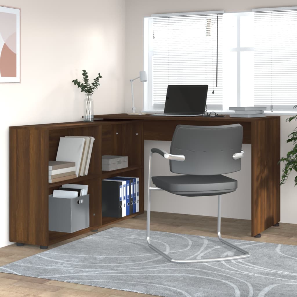 Bureau d'angle Chêne marron Bois d'ingénierie Bureaux vidaXL   