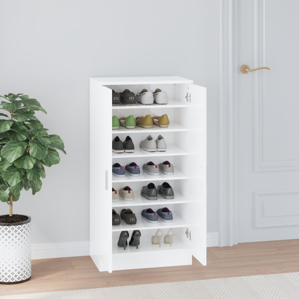 Armoire à chaussure Blanc brillant 55x35x108 cm Bois ingénierie - XIOS