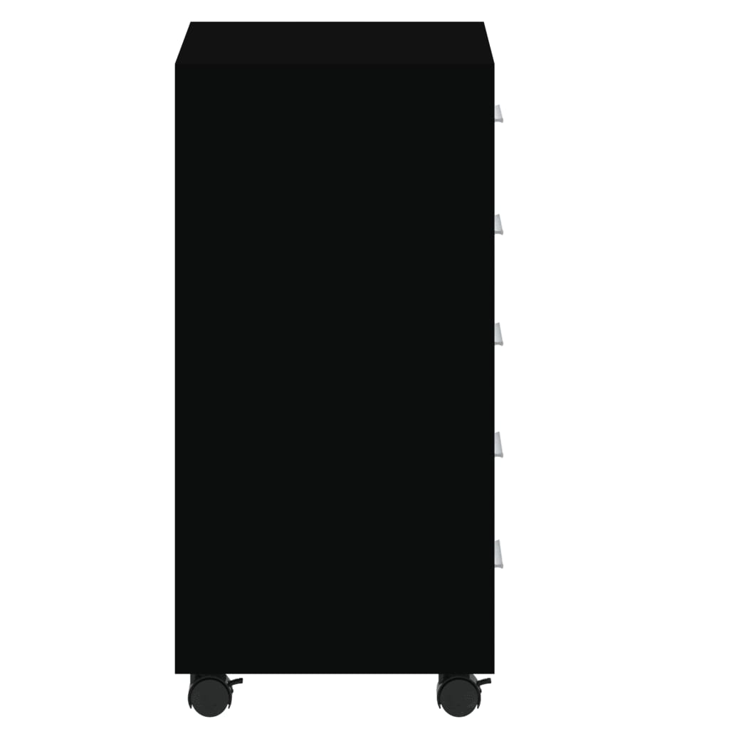 Armoire à tiroirs avec roulettes Noir Bois d'ingénierie