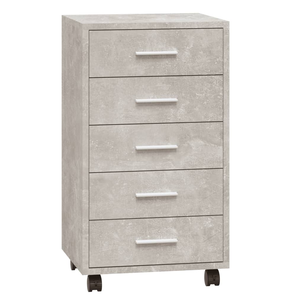 Armoire à tiroirs avec roulettes Gris béton Bois d'ingénierie