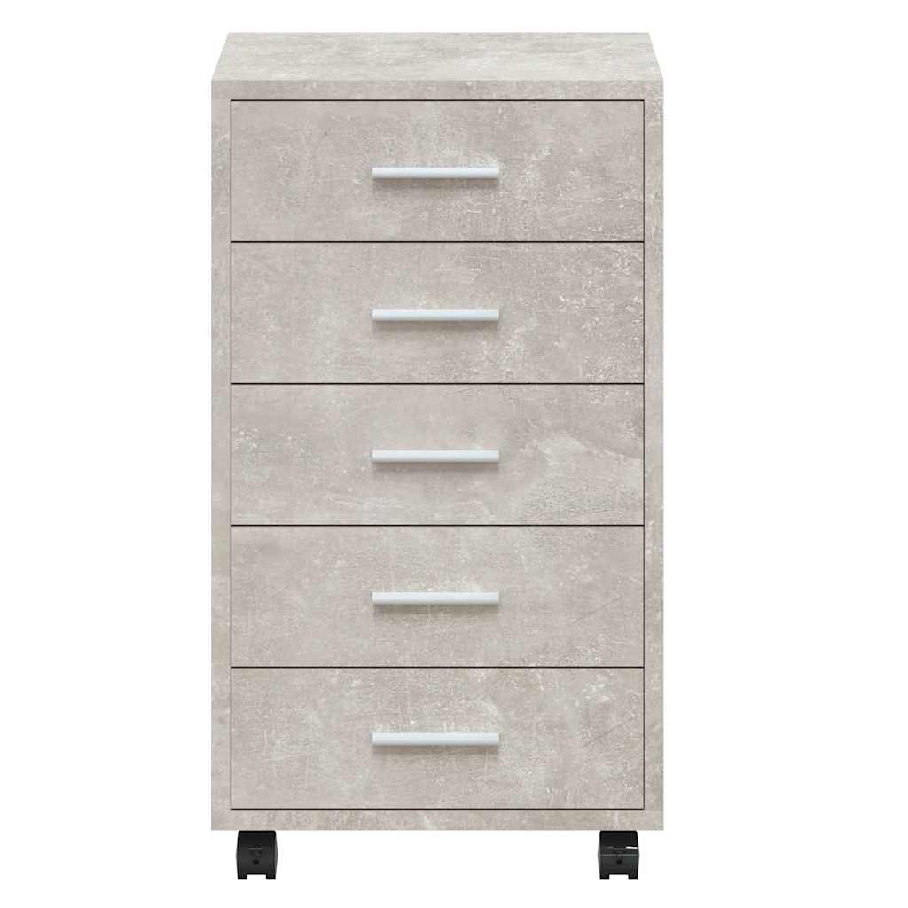 Armoire à tiroirs avec roulettes Gris béton Bois d'ingénierie