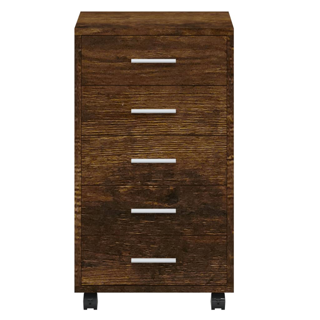 Armoire à tiroirs avec roulettes Chêne fumé Bois d'ingénierie
