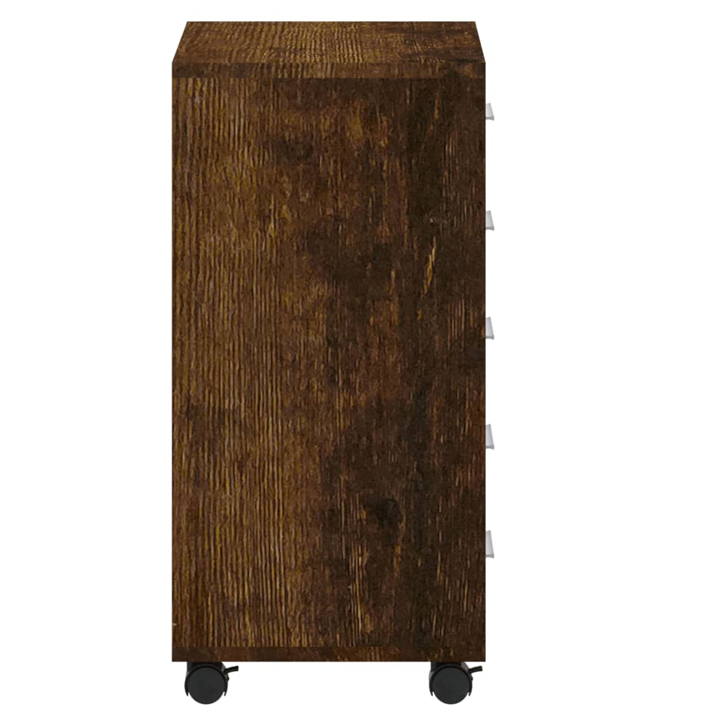 Armoire à tiroirs avec roulettes Chêne fumé Bois d'ingénierie