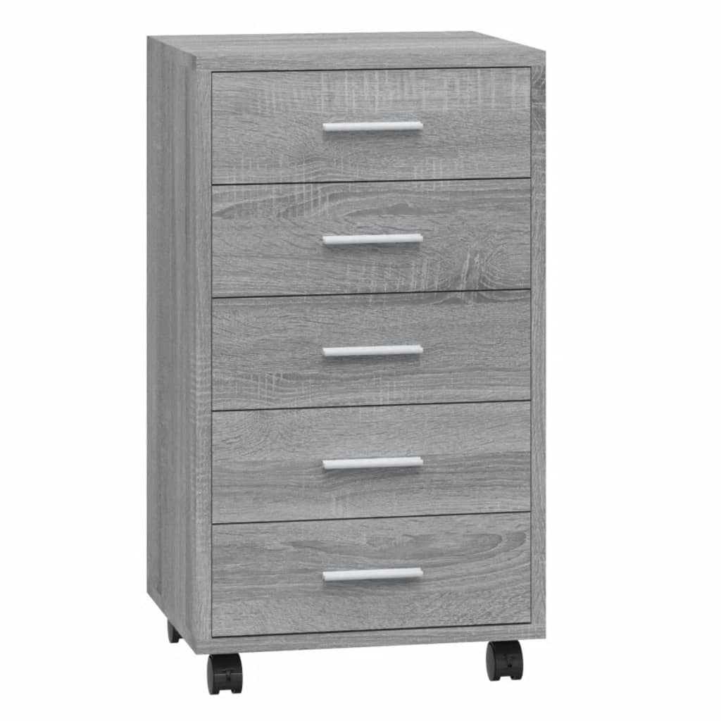Armoire à tiroirs avec roulettes Sonoma gris Bois d'ingénierie