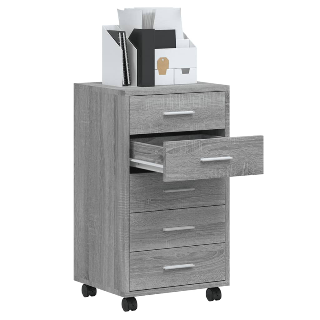 Armoire à tiroirs avec roulettes Sonoma gris Bois d'ingénierie - XIOS