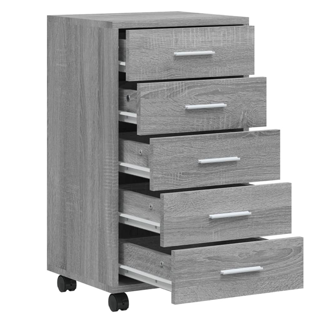 Armoire à tiroirs avec roulettes Sonoma gris Bois d'ingénierie - XIOS