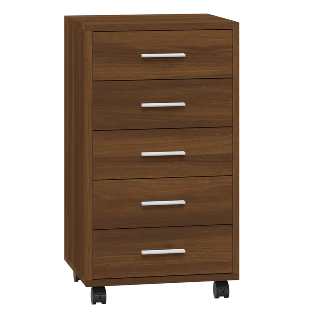 Armoire à tiroirs avec roulettes Chêne marron Bois d'ingénierie