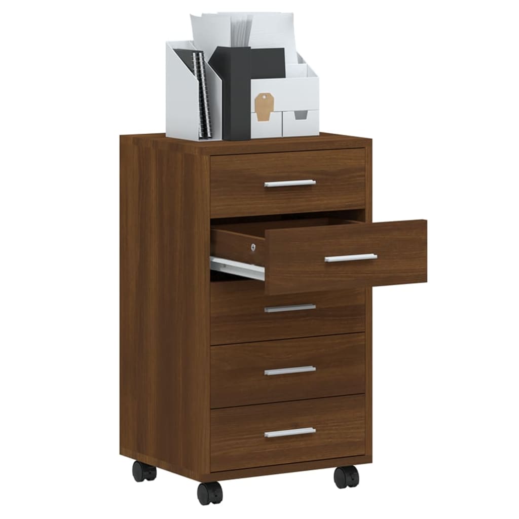 Armoire à tiroirs avec roulettes Chêne marron Bois d'ingénierie