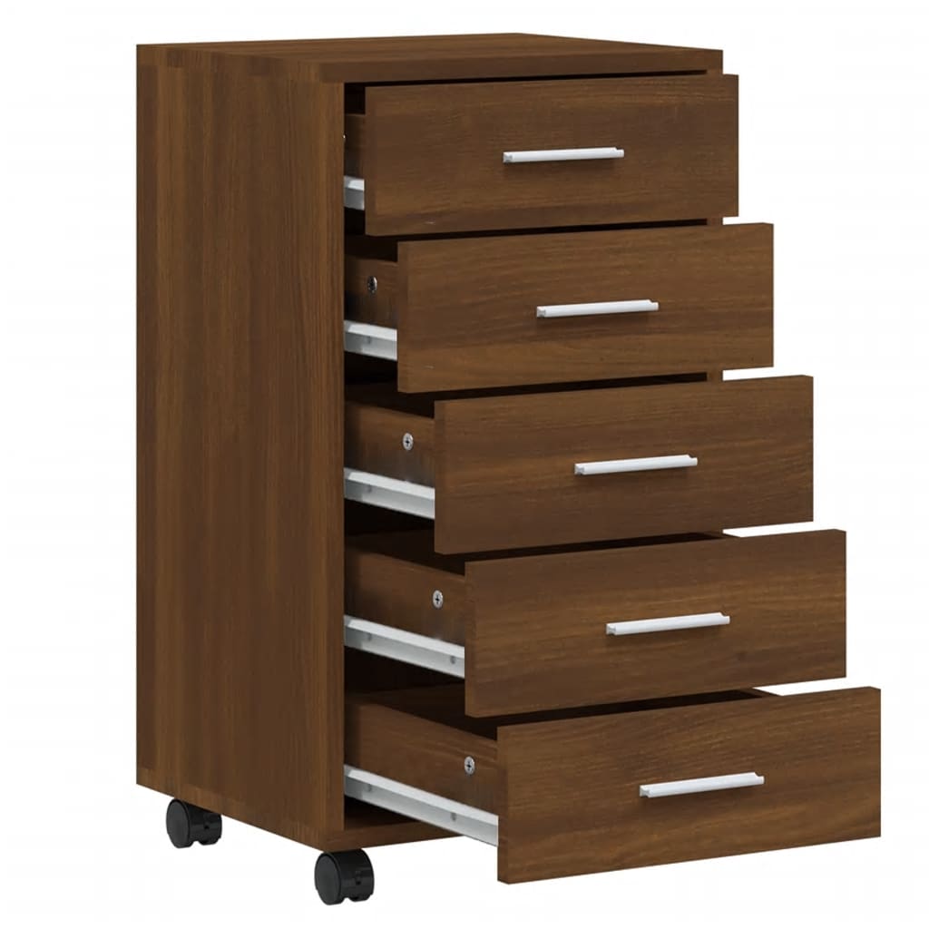 Armoire à tiroirs avec roulettes Chêne marron Bois d'ingénierie