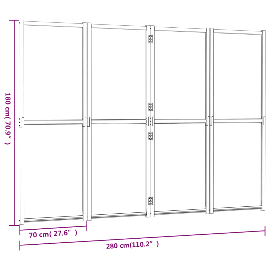 Cloison de séparation 4 panneaux Blanc crème 280x180 cm XIOS