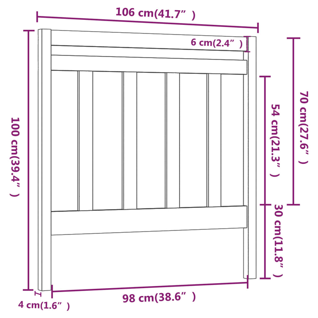Tête de lit Gris 106x4x100 cm Bois massif de pin - XIOS