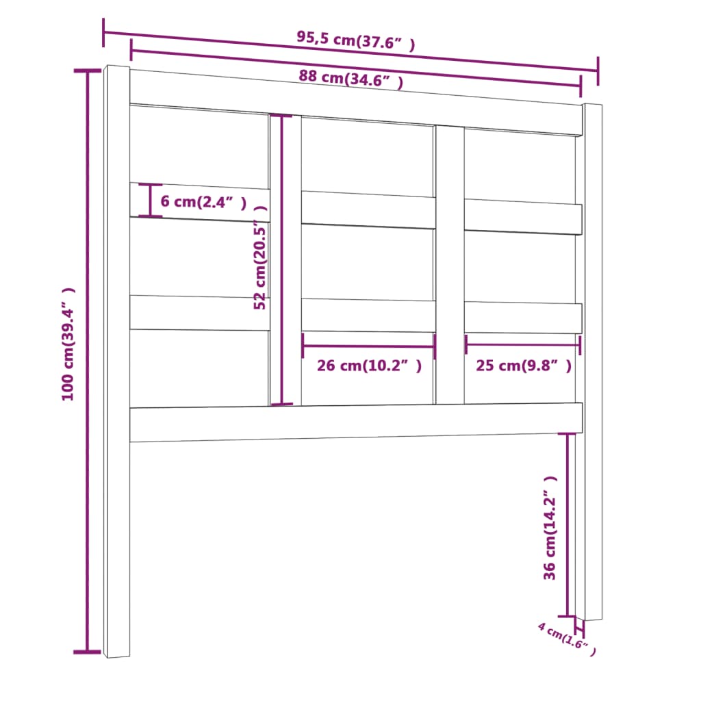 Tête de lit 95,5x4x100 cm Bois massif de pin - XIOS