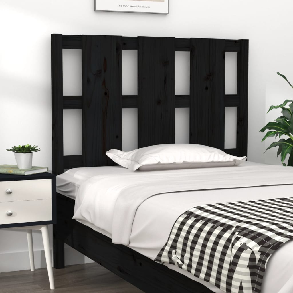 Tête de lit Noir 95,5x4x100 cm Bois massif de pin - XIOS