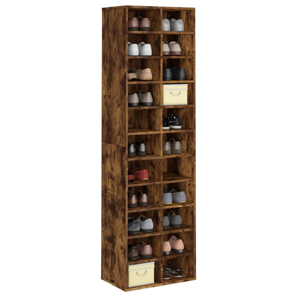 Meuble à chaussures Chêne fumé 54x34x183 cm Bois d'ingénierie - XIOS