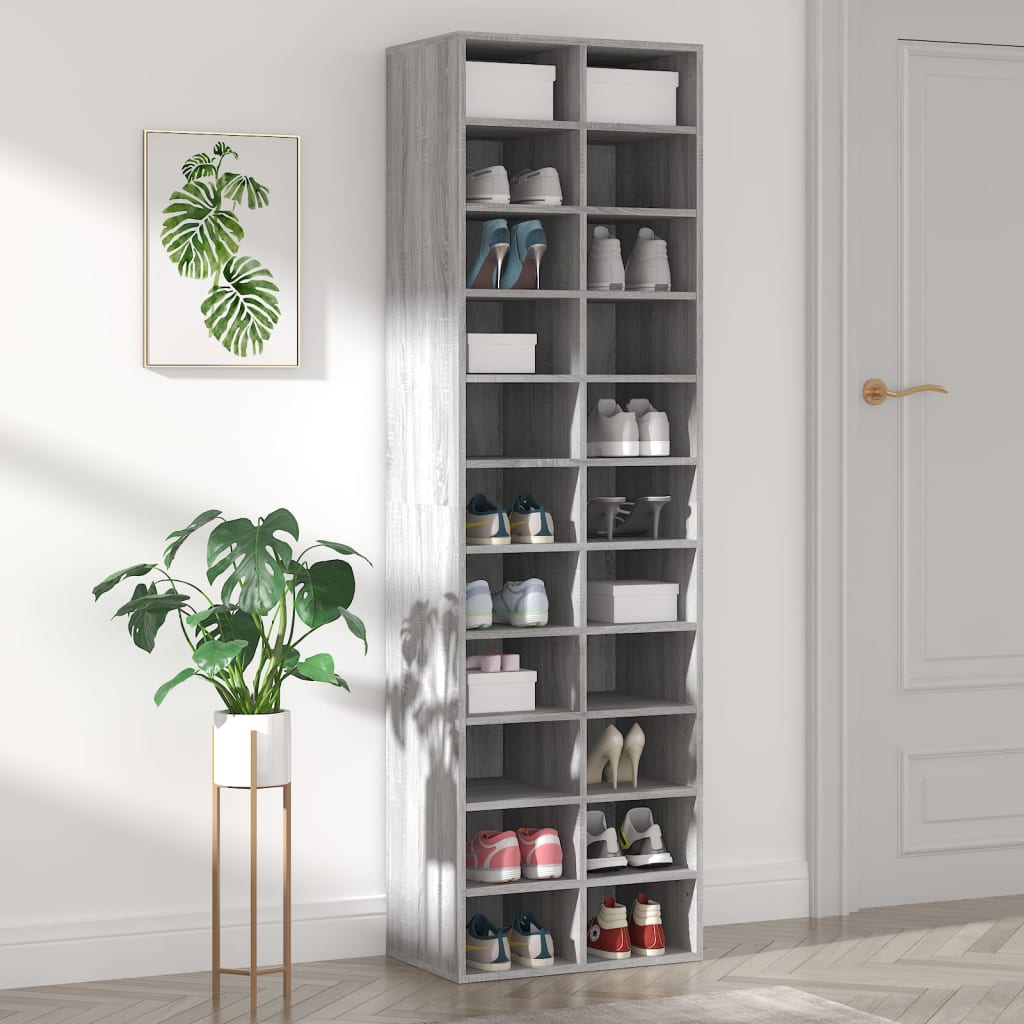 Meuble à chaussures Sonoma gris 54x34x183 cm Bois d'ingénierie - XIOS
