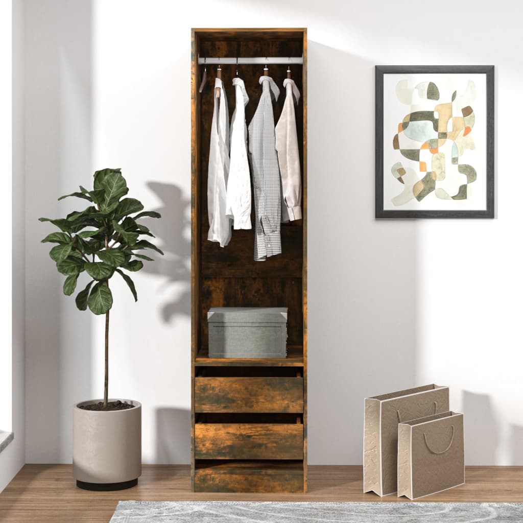 Armoire avec tiroirs Chêne fumé 50x50x200 cm Bois d'ingénierie - XIOS