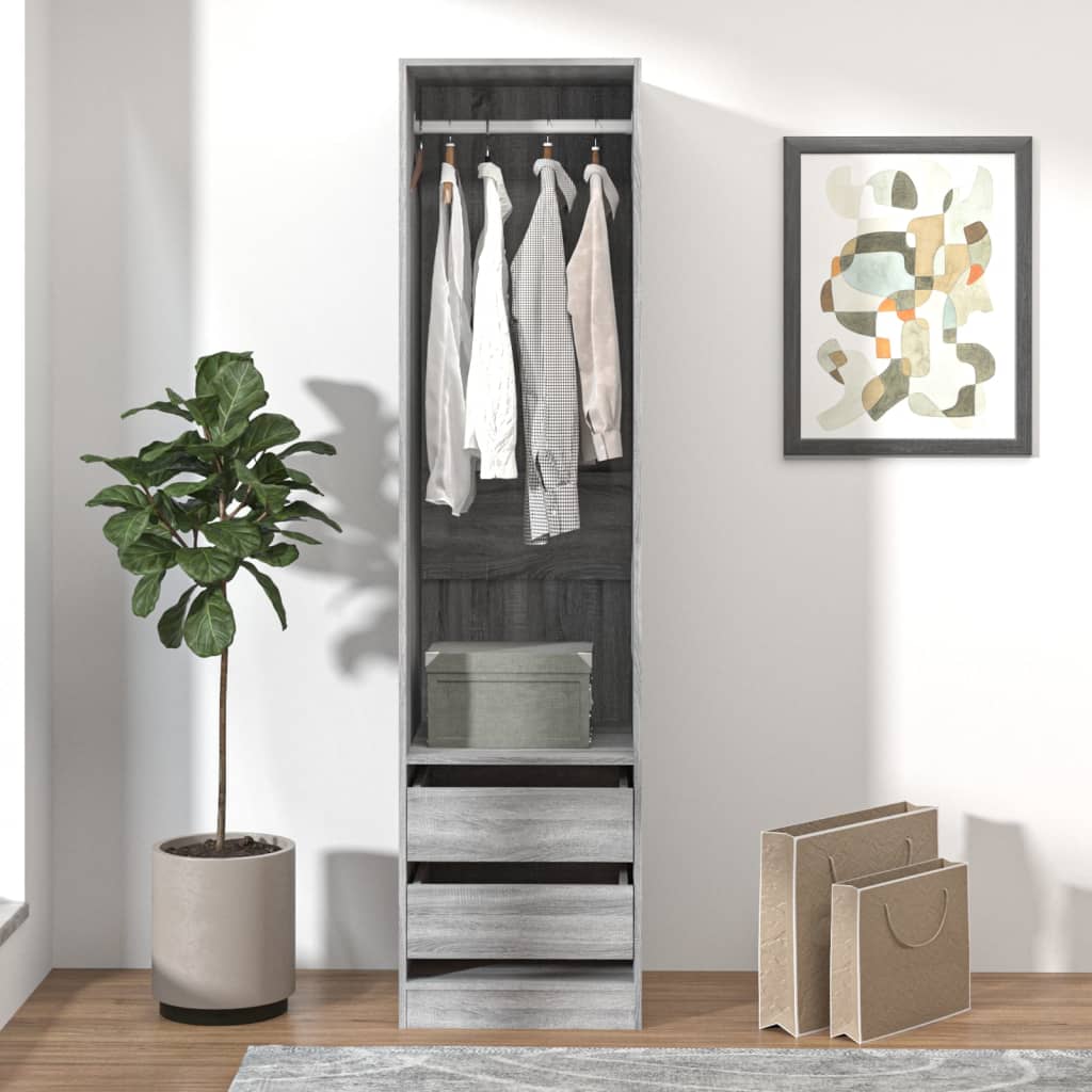 Armoire avec tiroirs Sonoma gris 50x50x200 cm Bois d'ingénierie - XIOS