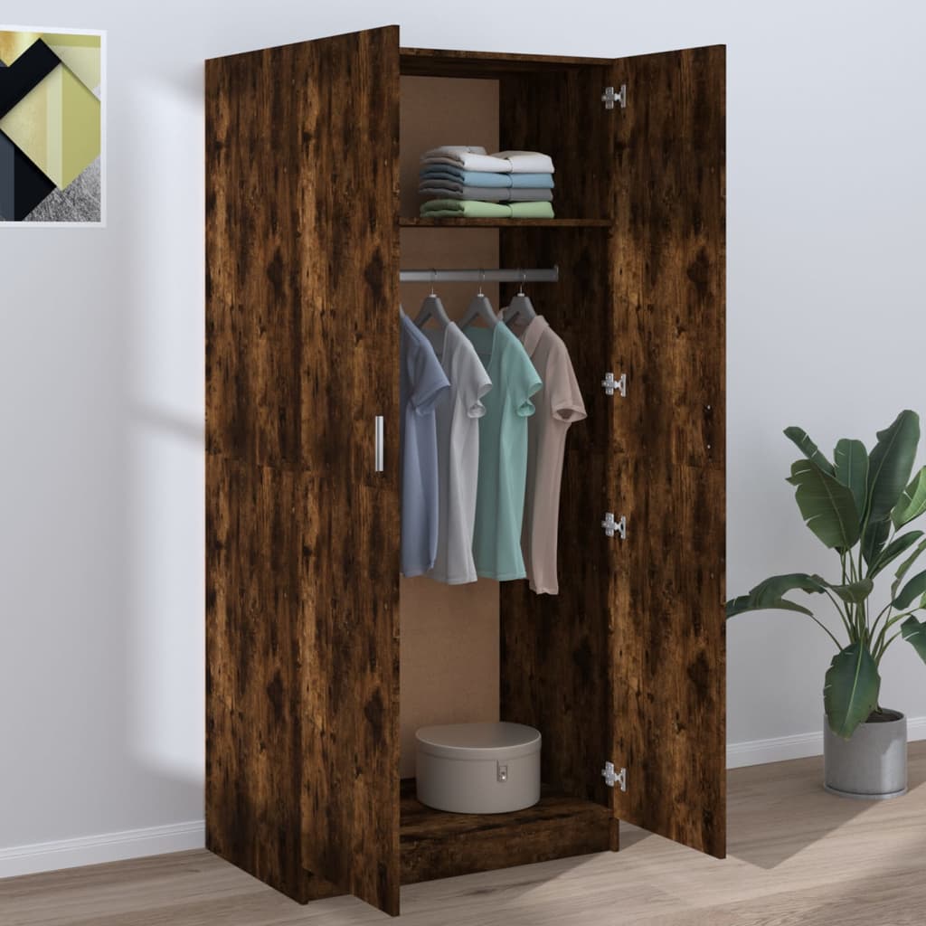 Garde-robe Chêne fumé 80x52x180 cm Bois d'ingénierie Armoires vidaXL
