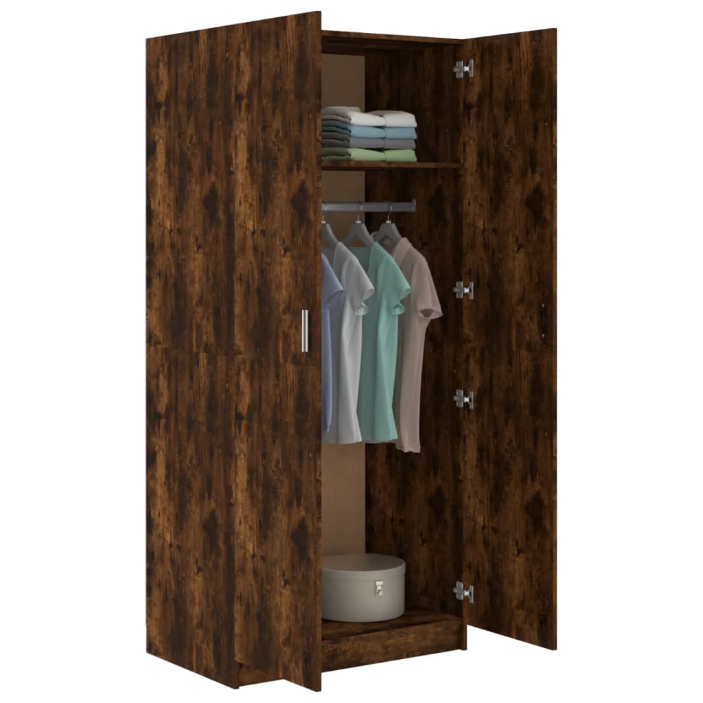 Garde-robe Chêne fumé 80x52x180 cm Bois d'ingénierie Armoires vidaXL