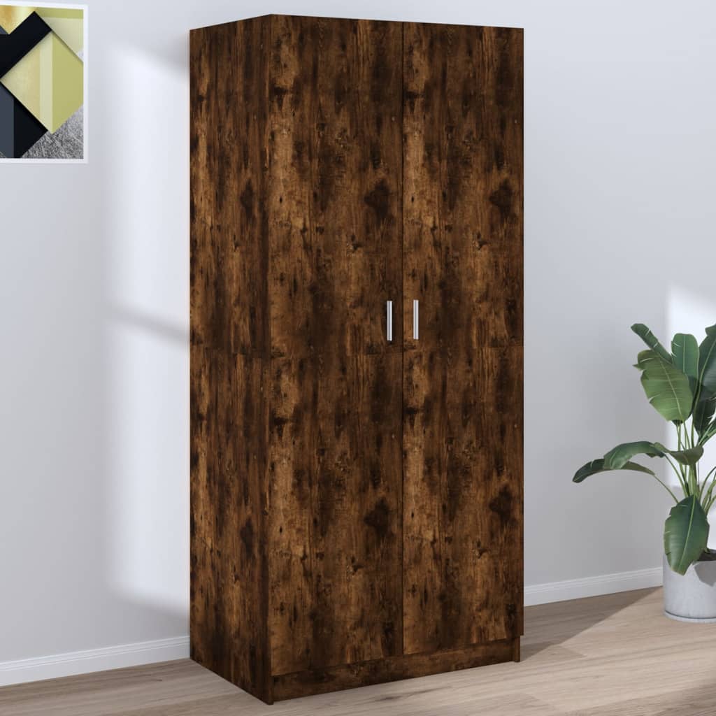 Garde-robe Chêne fumé 80x52x180 cm Bois d'ingénierie Armoires vidaXL