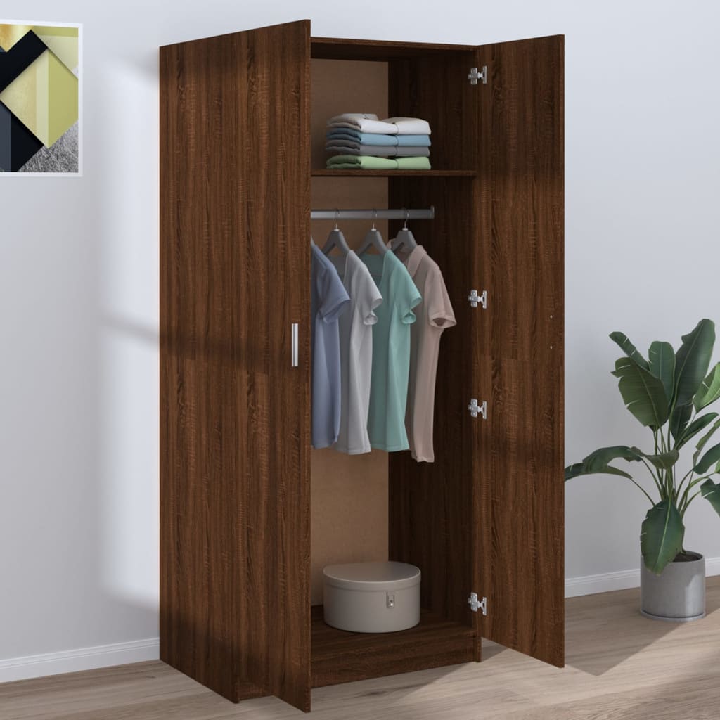Garde-robe Chêne marron 80x52x180 cm Bois d'ingénierie Armoires vidaXL