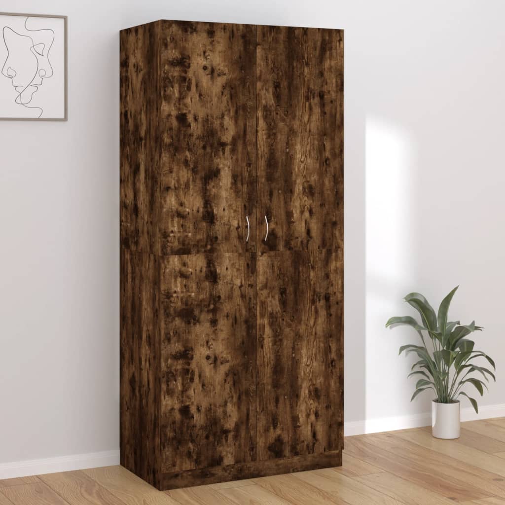 Garde-robe Chêne fumé 90x52x200 cm Bois d'ingénierie Armoires vidaXL
