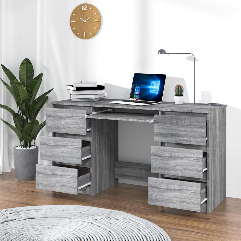 Bureau Sonoma gris 140x50x77 cm Bois d'ingénierie Bureaux vidaXL