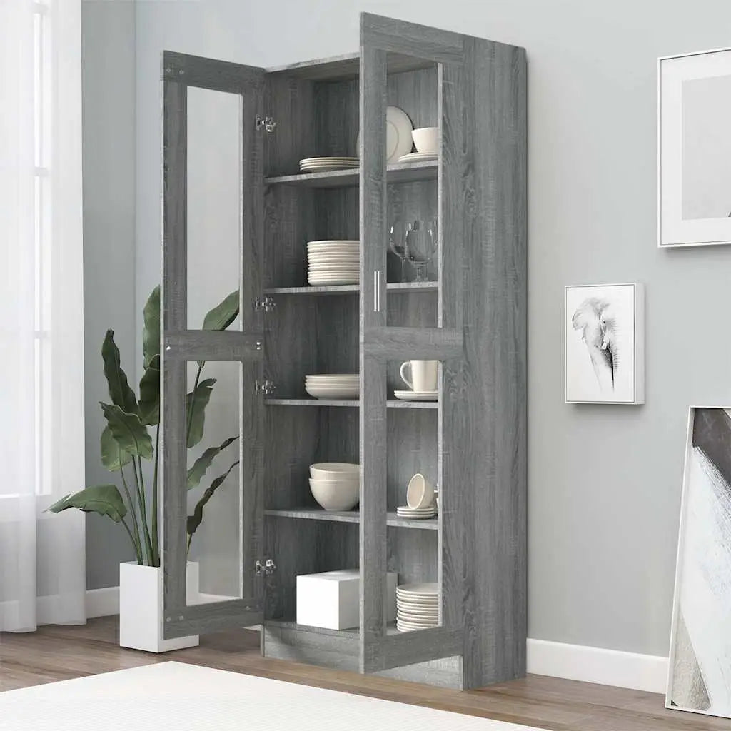 Armoire à vitrine Sonoma gris 82,5x30,5x185cm Bois ingénierie - XIOS
