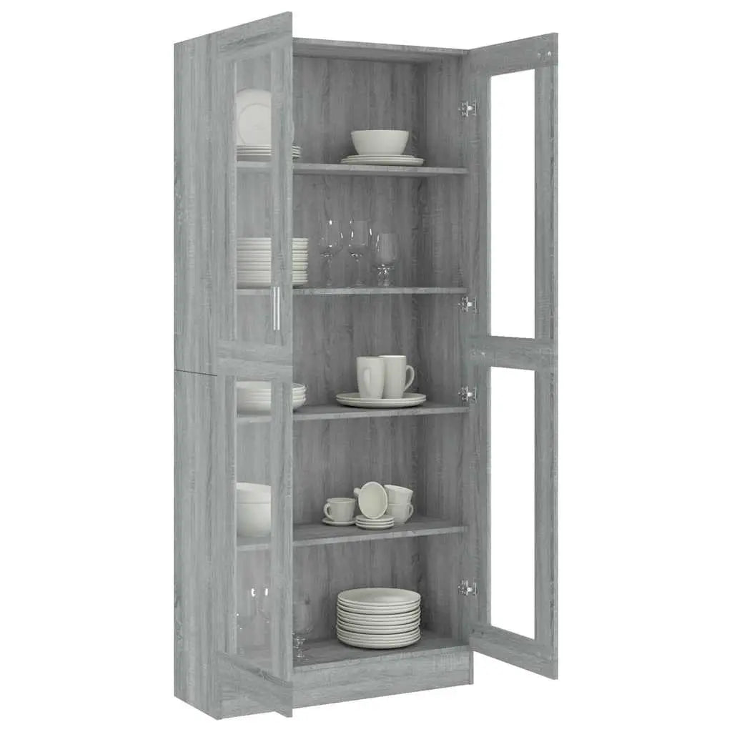 Armoire à vitrine Sonoma gris 82,5x30,5x185cm Bois ingénierie - XIOS