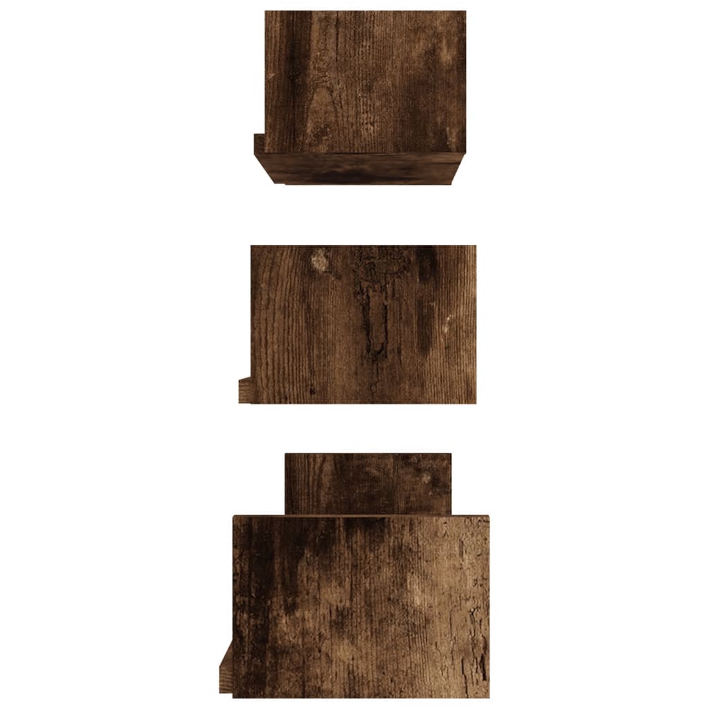 Étagères murales d'affichage 3 pcs Chêne fumé Bois d'ingénierie - XIOS