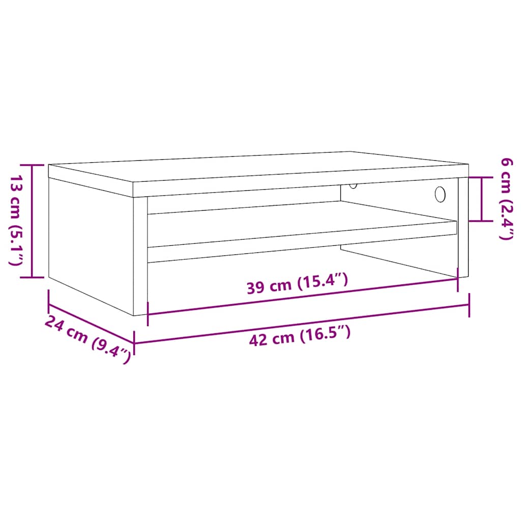 Support de moniteur Chêne marron 42x24x13 cm Bois d'ingénierie - XIOS