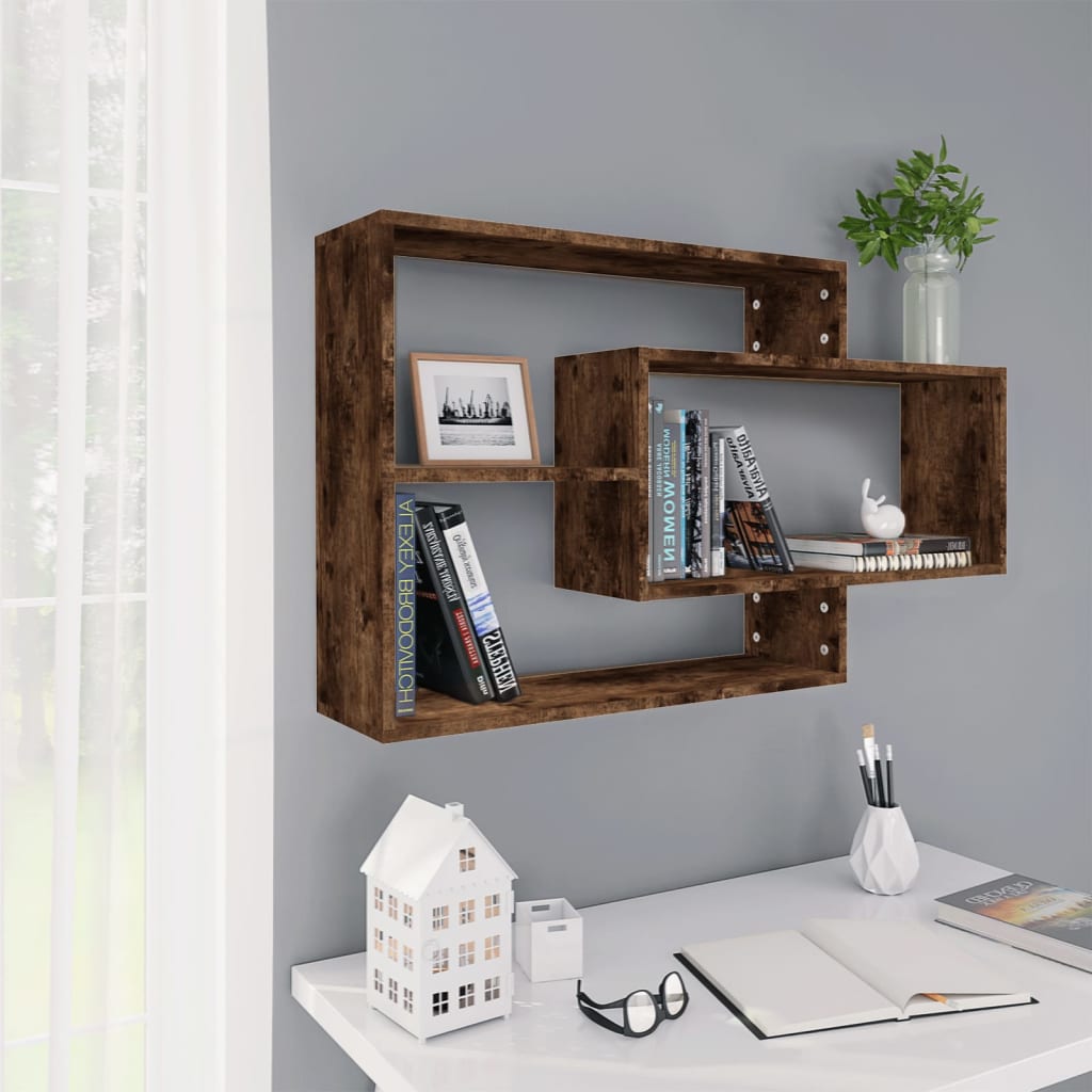 Étagère murale chêne fumé 104x20x58,5 cm bois d'ingénierie - XIOS