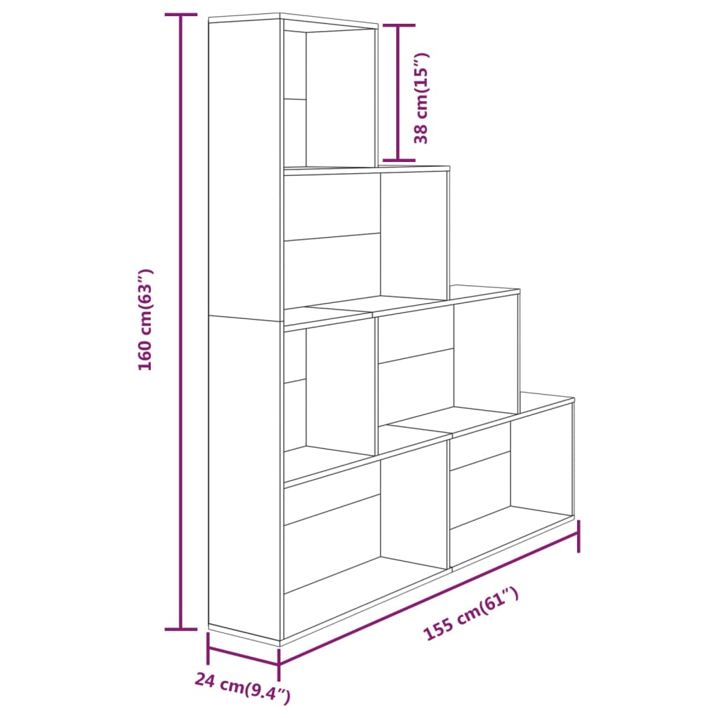 Armoire à livres Sonoma gris 155x24x160 cm - XIOS