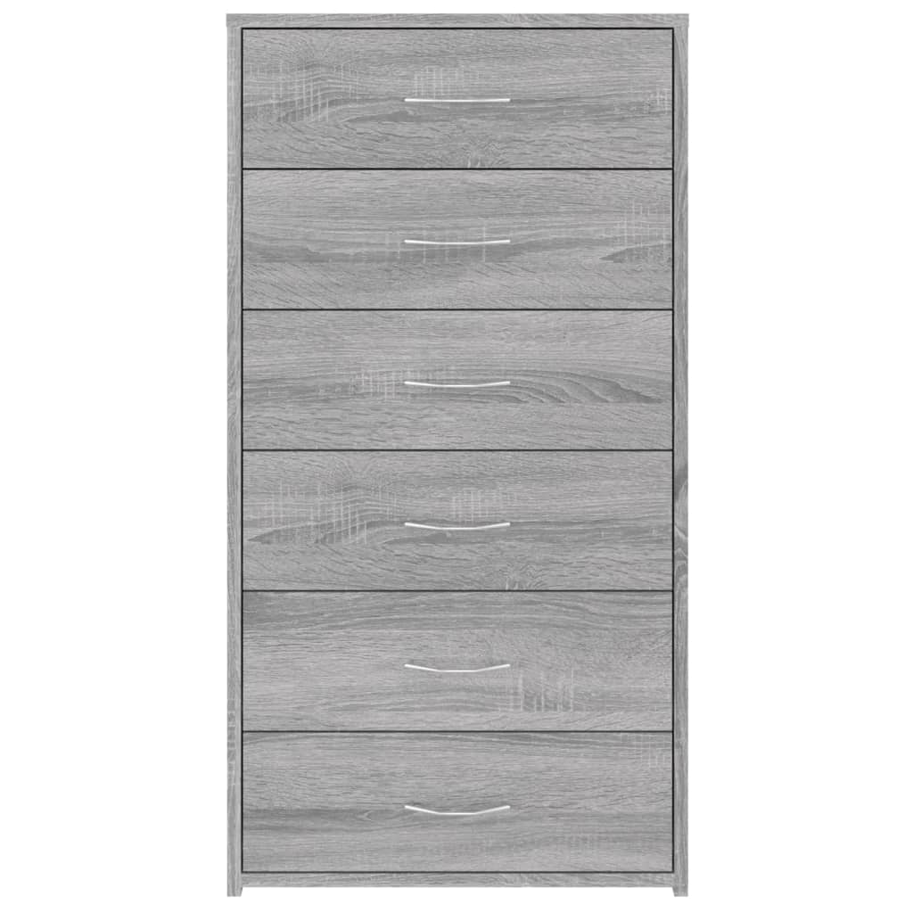 Buffet avec 6 tiroirs Sonoma gris 50x34x96 cm Bois d'ingénierie - XIOS