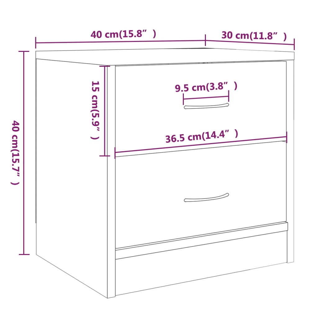 Table de chevet sonoma gris 40x30x40 cm bois d'ingénierie - XIOS