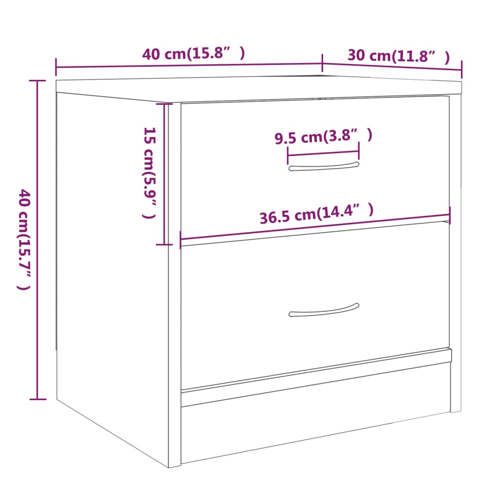 Tables de chevet 2 pcs Sonoma gris 40x30x40 cm Bois ingénierie - XIOS