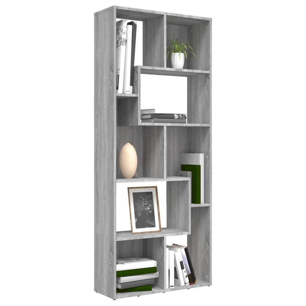 Bibliothèque Sonoma gris 67x24x161 cm Bois d'ingénierie - XIOS